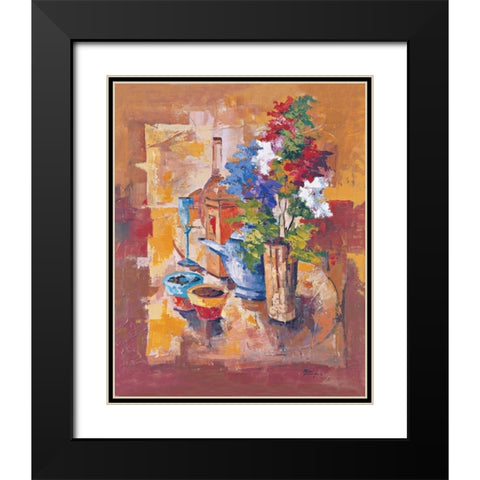 Composizione con fiori Black Modern Wood Framed Art Print with Double Matting by di Viccaro, Roberto