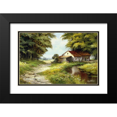 Waterreflections Black Modern Wood Framed Art Print with Double Matting by Withaar, Reint