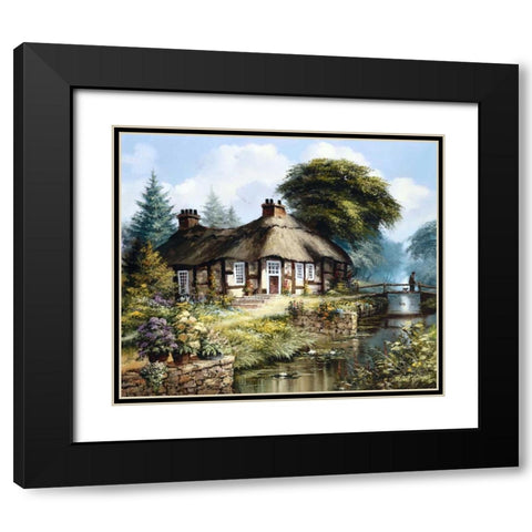 English cottage II Black Modern Wood Framed Art Print with Double Matting by Withaar, Reint