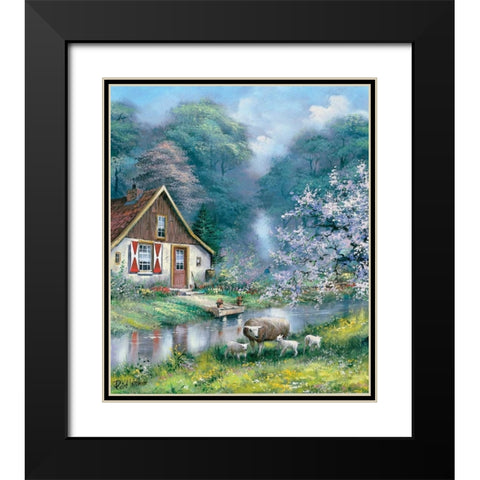 Spring Black Modern Wood Framed Art Print with Double Matting by Withaar, Reint