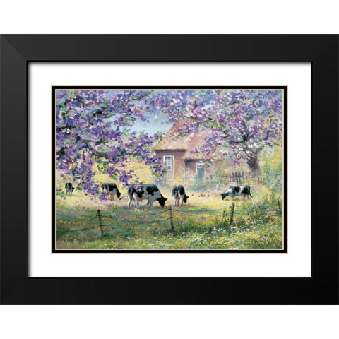 Over the country Black Modern Wood Framed Art Print with Double Matting by Withaar, Reint