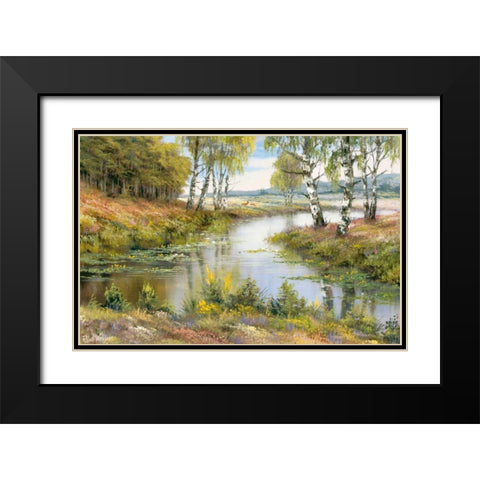 Ominous brook Black Modern Wood Framed Art Print with Double Matting by Withaar, Reint