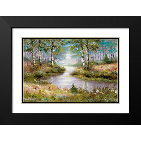 Mysterious stream Black Modern Wood Framed Art Print with Double Matting by Withaar, Reint
