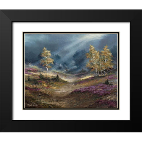 The deer noticed us Black Modern Wood Framed Art Print with Double Matting by Withaar, Reint