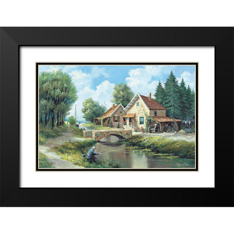 Our daily life Black Modern Wood Framed Art Print with Double Matting by Withaar, Reint