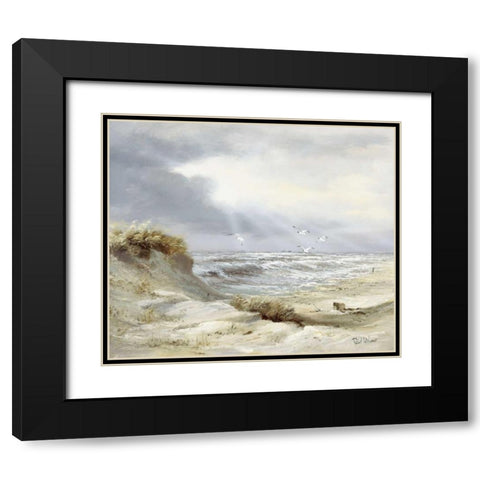 Skyfall Black Modern Wood Framed Art Print with Double Matting by Withaar, Reint