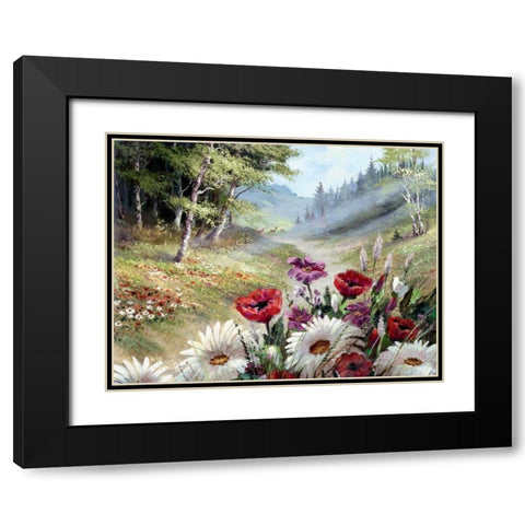 Poppy Morning Black Modern Wood Framed Art Print with Double Matting by Withaar, Reint