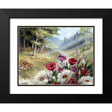 Poppy Morning Black Modern Wood Framed Art Print with Double Matting by Withaar, Reint