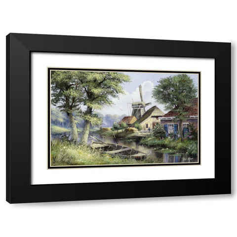 Dutch country scene Black Modern Wood Framed Art Print with Double Matting by Withaar, Reint