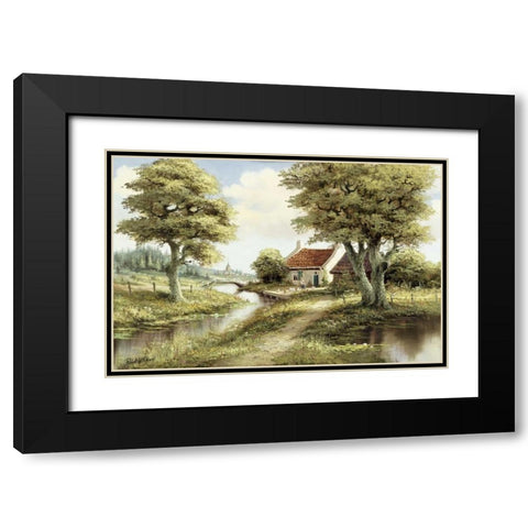 Dutch country scene Black Modern Wood Framed Art Print with Double Matting by Withaar, Reint