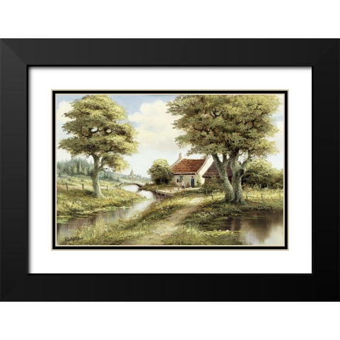 Dutch country scene Black Modern Wood Framed Art Print with Double Matting by Withaar, Reint