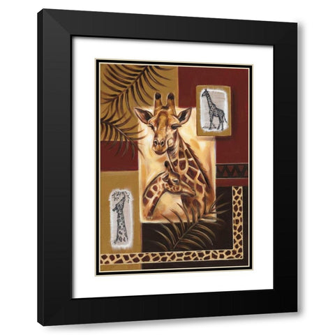 Giraffes in Africa Black Modern Wood Framed Art Print with Double Matting by Fields, Wendy