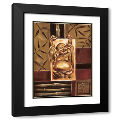 Buddha Sheering Black Modern Wood Framed Art Print with Double Matting by Fields, Wendy