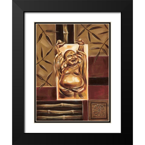 Buddha Sheering Black Modern Wood Framed Art Print with Double Matting by Fields, Wendy