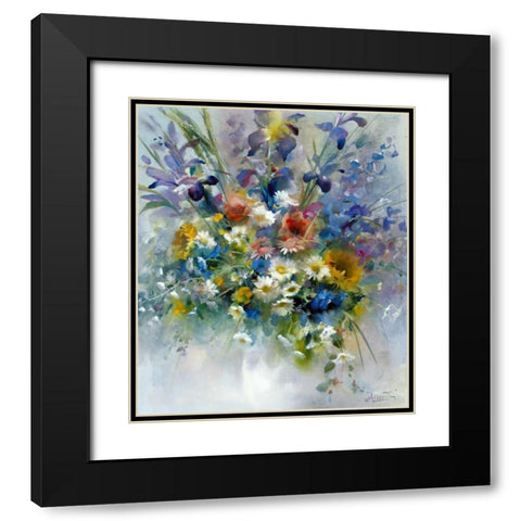Floral impression Black Modern Wood Framed Art Print with Double Matting by Haenraets, Willem