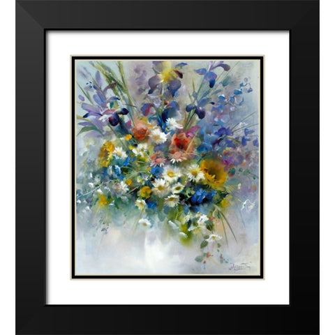 Floral impression Black Modern Wood Framed Art Print with Double Matting by Haenraets, Willem