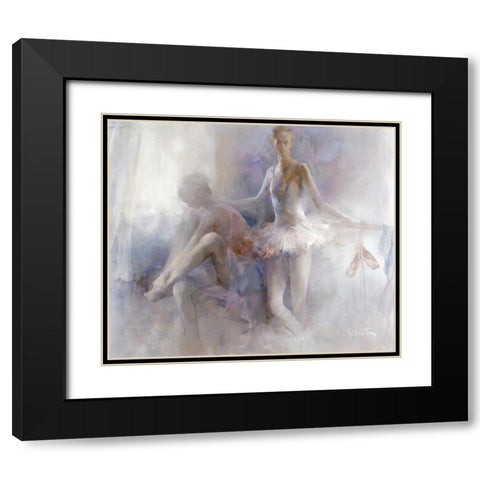 Ballet-girls Black Modern Wood Framed Art Print with Double Matting by Haenraets, Willem