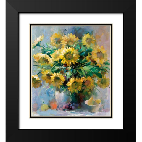 Sunflowers Black Modern Wood Framed Art Print with Double Matting by Haenraets, Willem