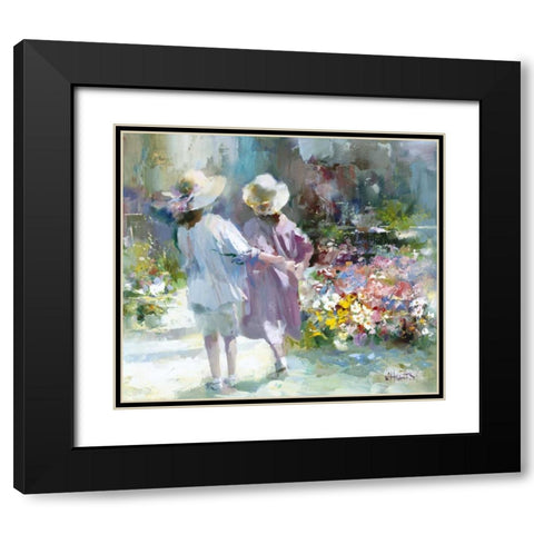 Girls Black Modern Wood Framed Art Print with Double Matting by Haenraets, Willem