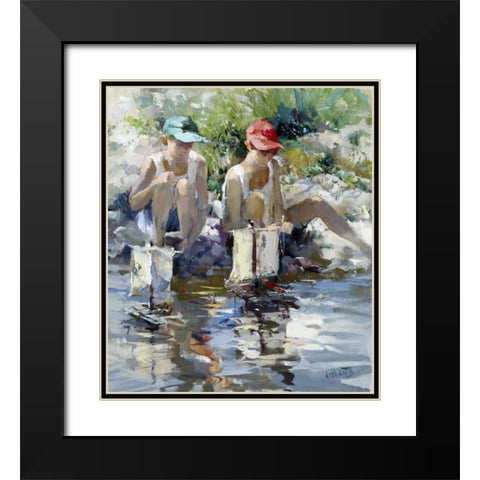 Boys Black Modern Wood Framed Art Print with Double Matting by Haenraets, Willem