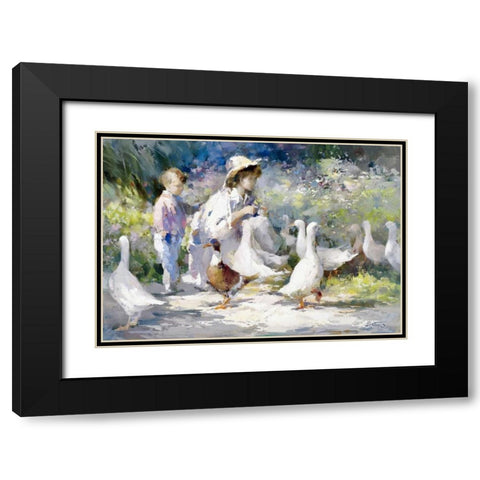 Feeding time Black Modern Wood Framed Art Print with Double Matting by Haenraets, Willem