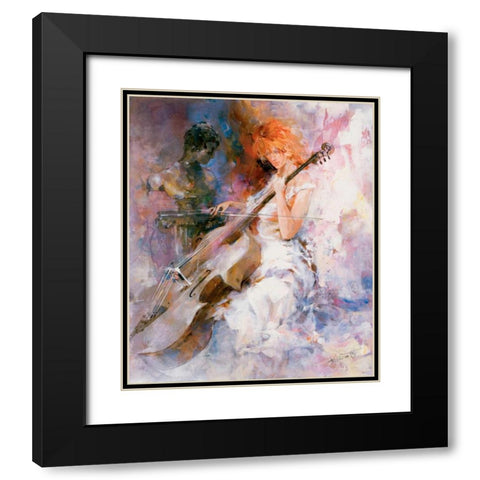 Musical moments Black Modern Wood Framed Art Print with Double Matting by Haenraets, Willem