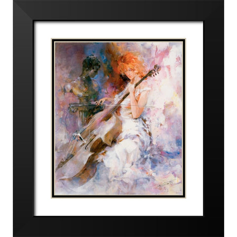Musical moments Black Modern Wood Framed Art Print with Double Matting by Haenraets, Willem