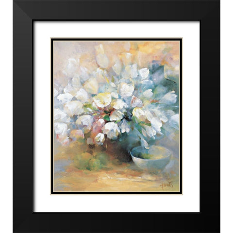Sparkling white tulips I Black Modern Wood Framed Art Print with Double Matting by Haenraets, Willem