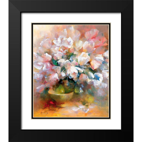 Sparkling white tulips II Black Modern Wood Framed Art Print with Double Matting by Haenraets, Willem
