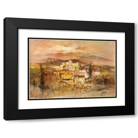 Italian village I Black Modern Wood Framed Art Print with Double Matting by Haenraets, Willem