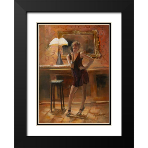 Relaxing at home Black Modern Wood Framed Art Print with Double Matting by Haenraets, Willem