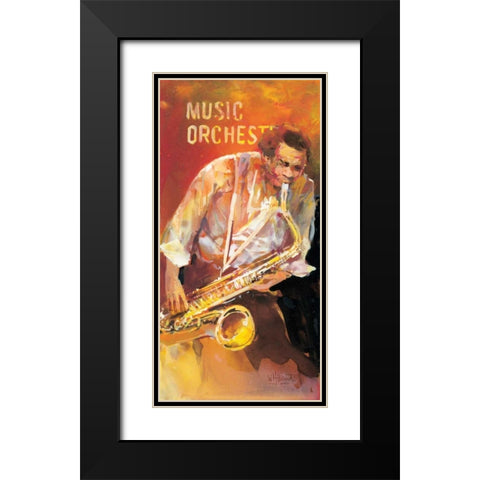 Jazz 2 Black Modern Wood Framed Art Print with Double Matting by Haenraets, Willem