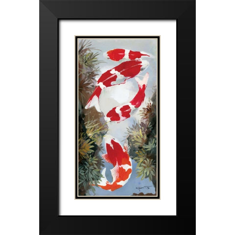 Koi 4 Black Modern Wood Framed Art Print with Double Matting by Haenraets, Willem