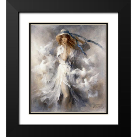 Pigeons Black Modern Wood Framed Art Print with Double Matting by Haenraets, Willem