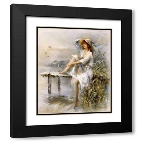 Waterside Black Modern Wood Framed Art Print with Double Matting by Haenraets, Willem