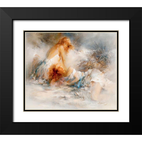 Tender Black Modern Wood Framed Art Print with Double Matting by Haenraets, Willem