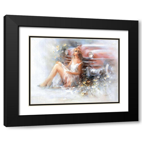 Relax Black Modern Wood Framed Art Print with Double Matting by Haenraets, Willem