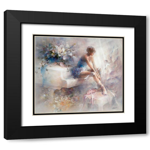 Melodies Black Modern Wood Framed Art Print with Double Matting by Haenraets, Willem