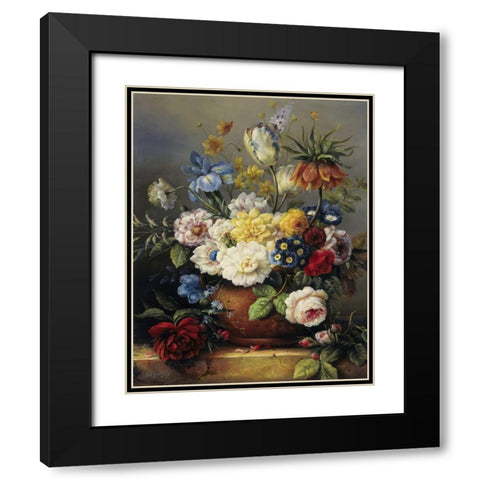 Flower arrangement Black Modern Wood Framed Art Print with Double Matting by Roelofs, Wouter