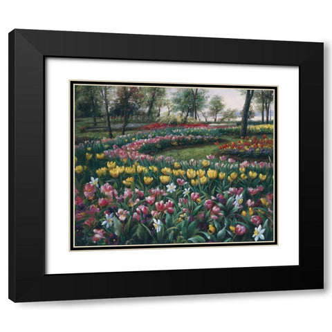 Flowerbed Black Modern Wood Framed Art Print with Double Matting by Roelofs, Wouter