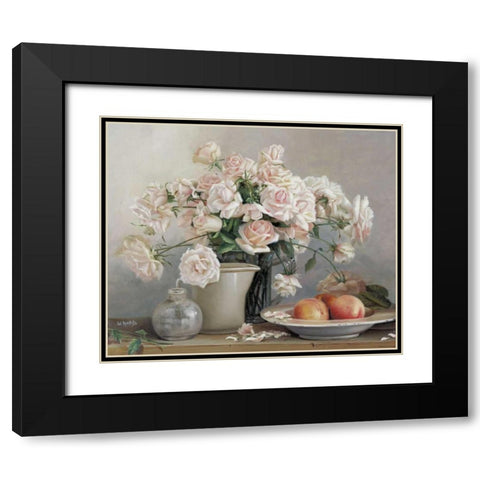 Roses in vase Black Modern Wood Framed Art Print with Double Matting by Roelofs, Wouter