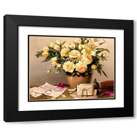 Summer notes Black Modern Wood Framed Art Print with Double Matting by Roelofs, Wouter