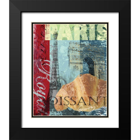 PARIS CROISSANT Black Modern Wood Framed Art Print with Double Matting by Yang, Eric