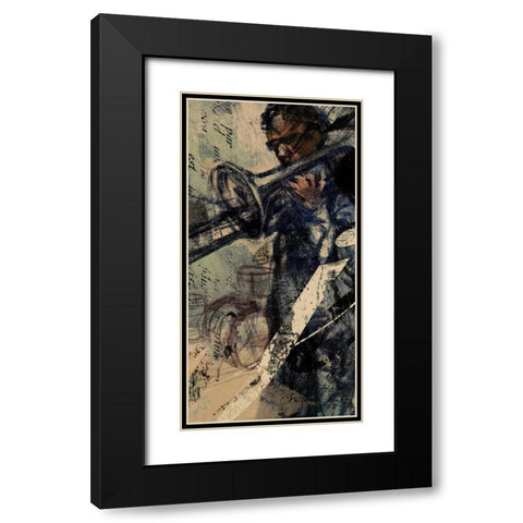 JAZZ PANEL 1 Black Modern Wood Framed Art Print with Double Matting by Yang, Eric