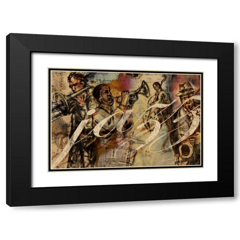 JAZZ Black Modern Wood Framed Art Print with Double Matting by Yang, Eric