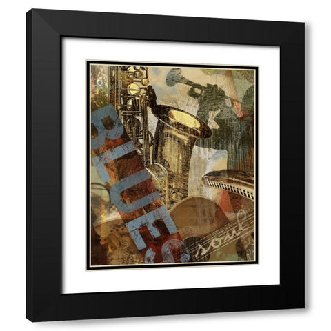 THE BLUES Black Modern Wood Framed Art Print with Double Matting by Yang, Eric