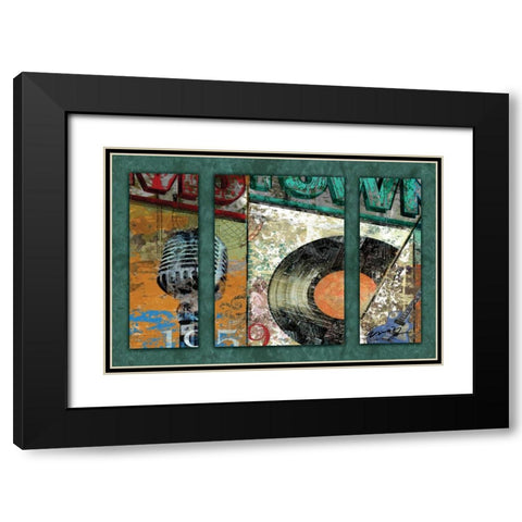 HITS TOWN 1959 - triptych Black Modern Wood Framed Art Print with Double Matting by Yang, Eric