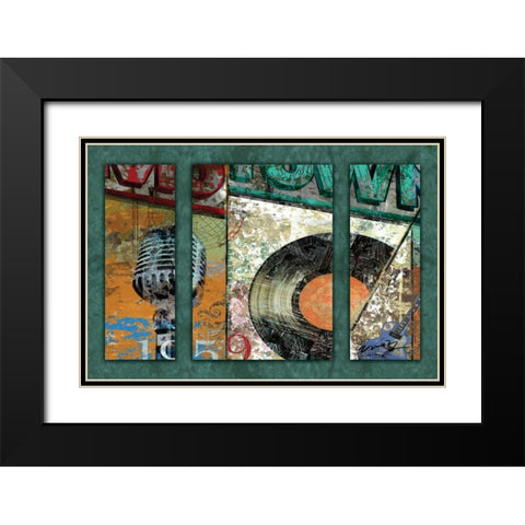 HITS TOWN 1959 - triptych Black Modern Wood Framed Art Print with Double Matting by Yang, Eric