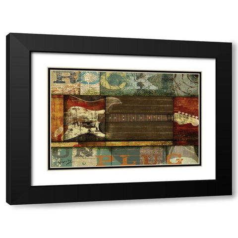 ROCK GUITAR Black Modern Wood Framed Art Print with Double Matting by Yang, Eric