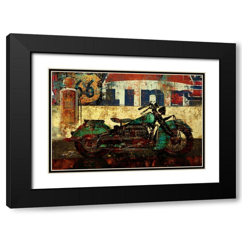 BIKE ROUTE 66 I Black Modern Wood Framed Art Print with Double Matting by Yang, Eric